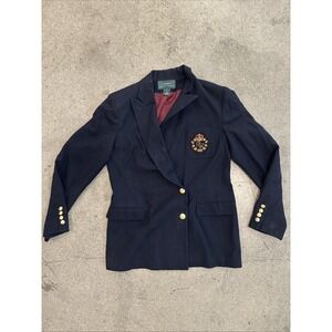 Vintage Lauren Ralph Lauren Crown Patch Embroidered Signature Button Blazer Sz 6